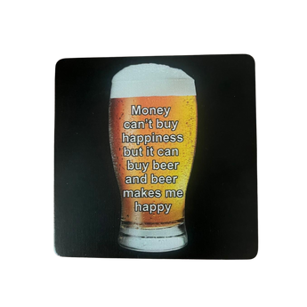 Beer Makes Me Happy Bamboo Coaster Set – Solid Yellow (Pack of 6)