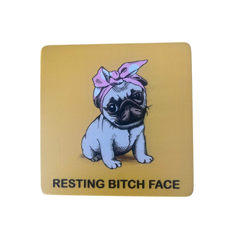 Resting Bitch Face Bamboo Coaster Set – Solid Yellow (Pack of 6)