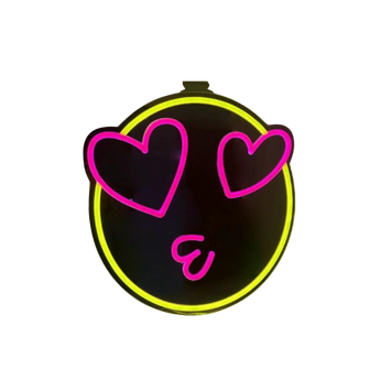 LED Neon Acrylic Mirror Desk Top/ Wall Light Love Emoji Mirror