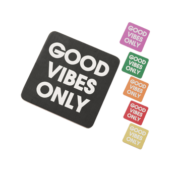 Good Vibes Only Coaster Set – Assorted Colours (Pack of 6)