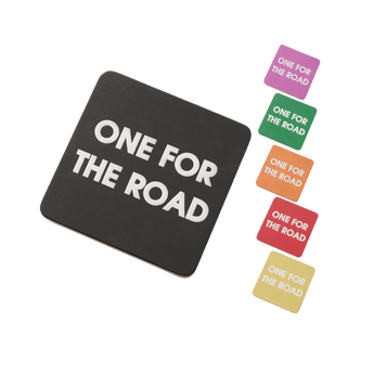 One For The Road Bamboo Coaster Set – Assorted Colours (Pack of 6)