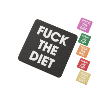 Fuck The Diet Bamboo Coaster Set – Assorted Colours (Pack of 6)