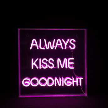 Ultimate LED Neon Always Kiss Me Goodnight Light Box – Add a Touch of Fun & Funky to Any Space!