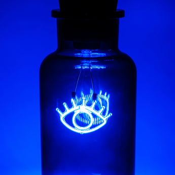 Blue Eye Neon Light in Glass Bottle