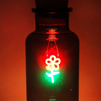 Flower Neon Light in Glass Bottle
