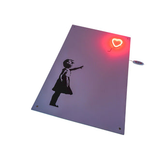 Girl with Balloon Neon Canvas Art