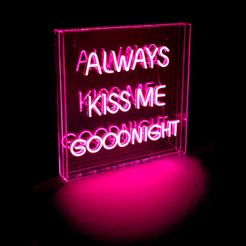 Ultimate LED Neon Always Kiss Me Goodnight Light Box – Add a Touch of Fun & Funky to Any Space!