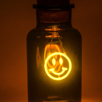 Smiley Neon Light in Glass Bottle